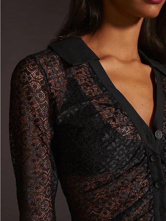 Anthropologie Maeve Sheer Lace Blouse in Black, SZ XL NWT - Picture 3 of 10